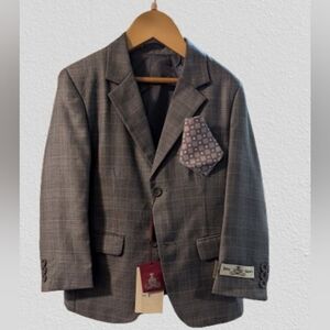 NWT Stylish Kids Gray Blazer with Pocket Square